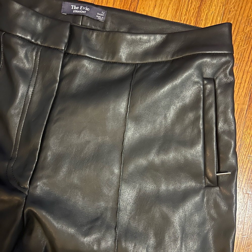 Marks & Spencer Dark Leather-Look Straight Leg Pants